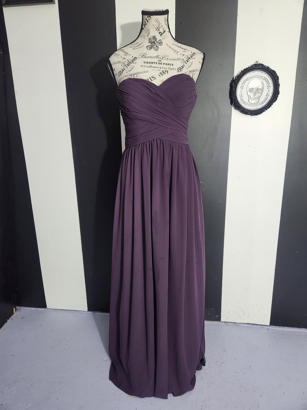 Bill Levkoff Strapless Ruched Maxi Dress in Plum